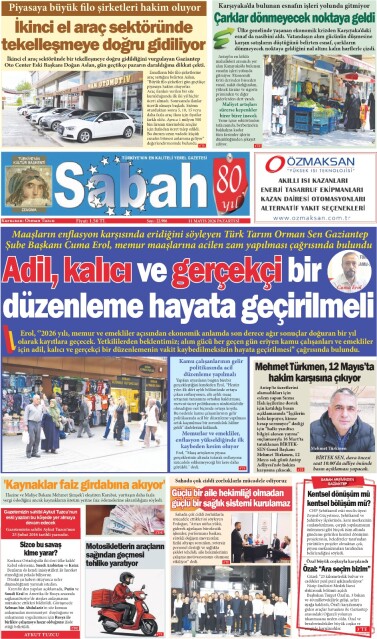 11 Mayıs 2026 Gaziantep Sabah Gazetesi