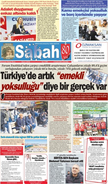 13 Mayıs 2026 Gaziantep Sabah Gazetesi