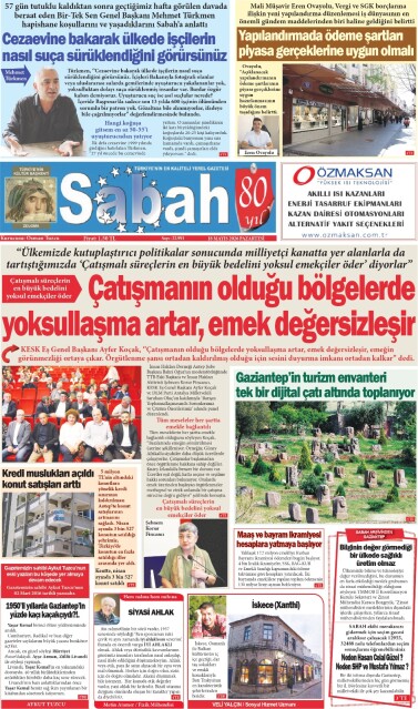 18 Mayıs 2026 Gaziantep Sabah Gazetesi