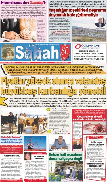 21 Mayıs 2026 Gaziantep Sabah Gazetesi