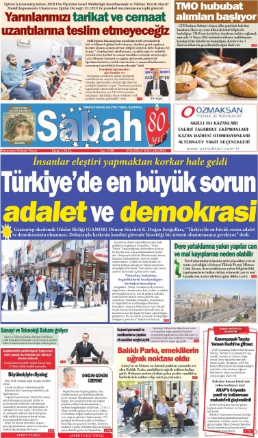 03 Haziran 2026 Gaziantep Sabah Gazetesi
