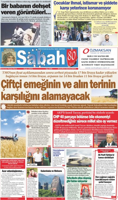 08 Haziran 2026 Gaziantep Sabah Gazetesi