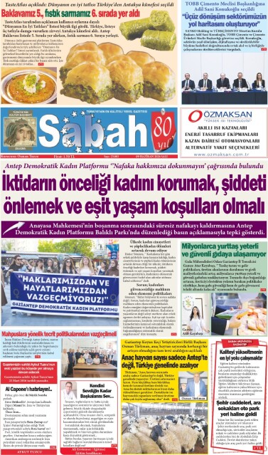 09 Haziran 2026 Gaziantep Sabah Gazetesi