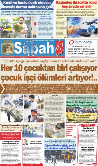 12 Haziran 2026 Gaziantep Sabah Gazetesi