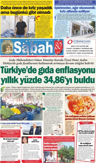25 Haziran 2026 Gaziantep Sabah Gazetesi