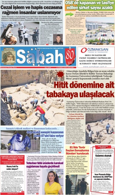 22 Temmuz 2026 Gaziantep Sabah Gazetesi