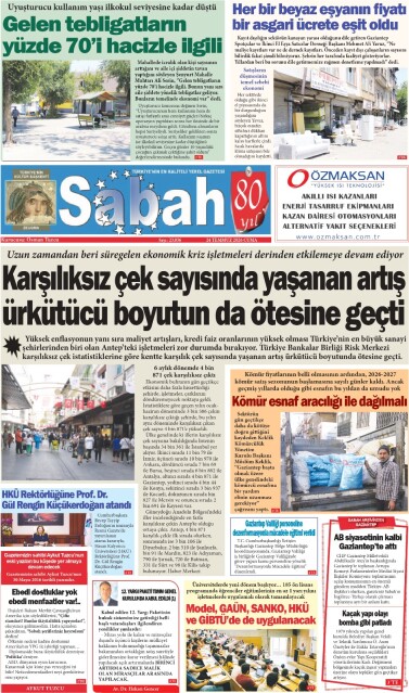 24 Temmuz 2026 Gaziantep Sabah Gazetesi