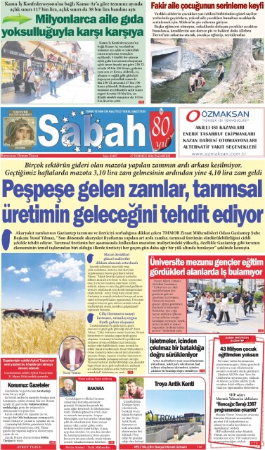 27 Temmuz 2026 Gaziantep Sabah Gazetesi