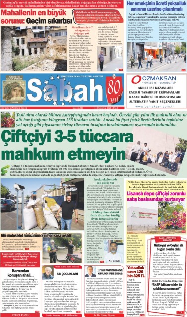 31 Temmuz 2026 Gaziantep Sabah Gazetesi