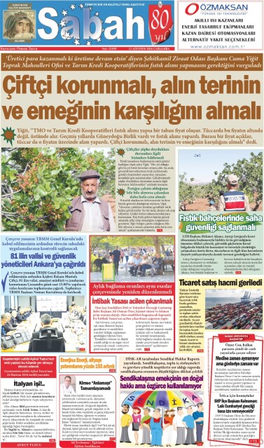 12 Ağustos 2026 Gaziantep Sabah Gazetesi