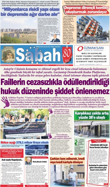 18 Ağustos 2026 Gaziantep Sabah Gazetesi