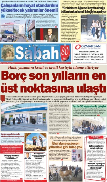 21 Ağustos 2026 Gaziantep Sabah Gazetesi