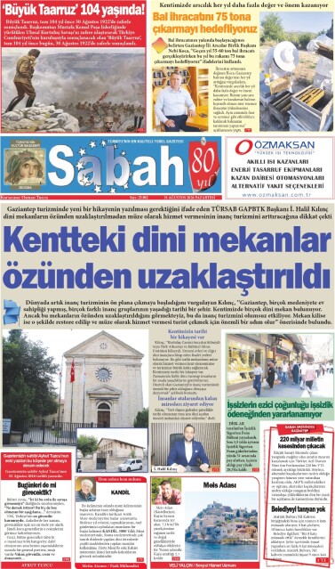 31 Ağustos 2026 Gaziantep Sabah Gazetesi