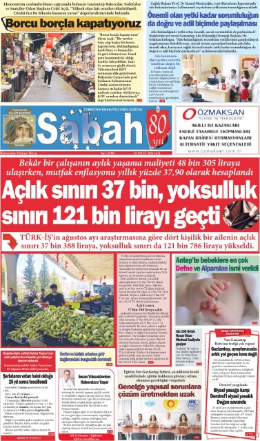 01 Eylül 2026 Gaziantep Sabah Gazetesi