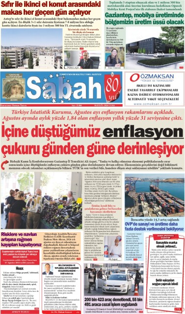 04 Eylül 2026 Gaziantep Sabah Gazetesi