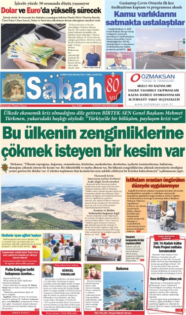 07 Eylül 2026 Gaziantep Sabah Gazetesi