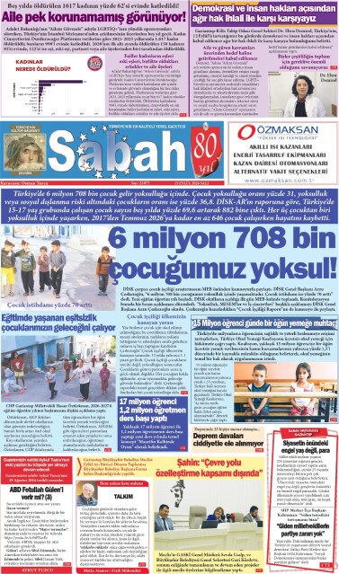 15 Eylül 2026 Gaziantep Sabah Gazetesi