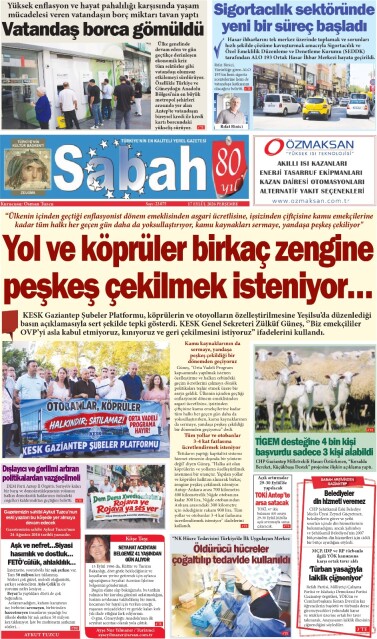 17 Eylül 2026 Gaziantep Sabah Gazetesi
