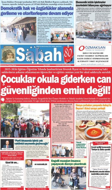 23 Eylül 2026 Gaziantep Sabah Gazetesi