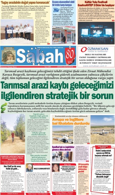 28 Eylül 2026 Gaziantep Sabah Gazetesi