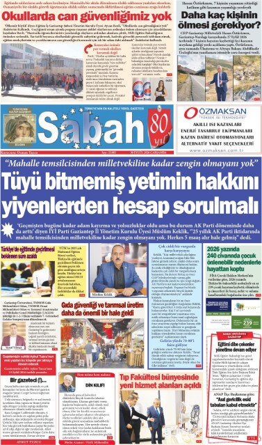 30 Eylül 2026 Gaziantep Sabah Gazetesi