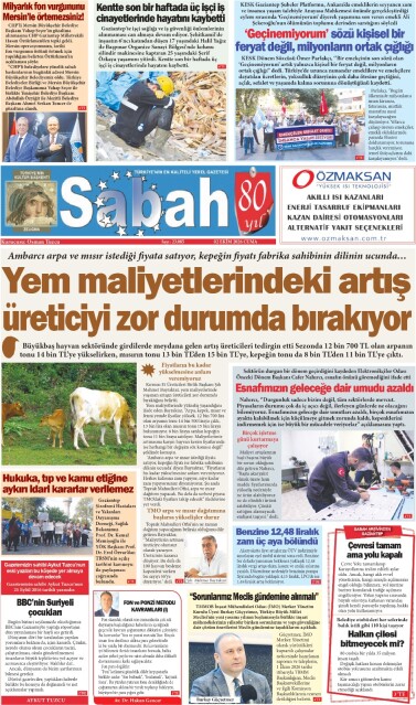 02 Ekim 2026 Gaziantep Sabah Gazetesi