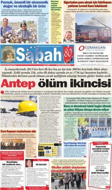 08 Ekim 2026 Gaziantep Sabah Gazetesi