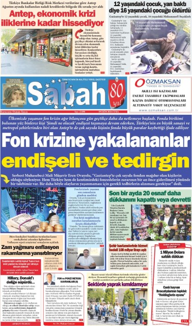 09 Ekim 2026 Gaziantep Sabah Gazetesi