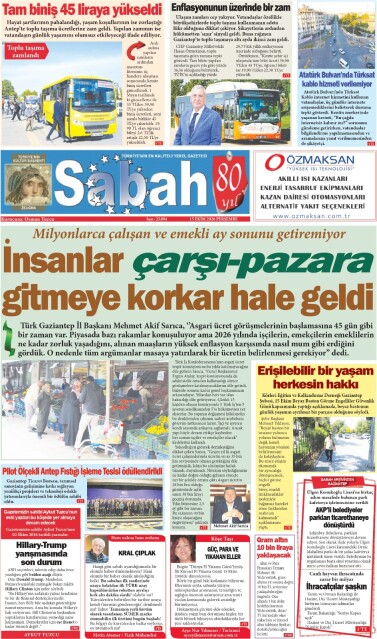 15 Ekim 2026 Gaziantep Sabah Gazetesi