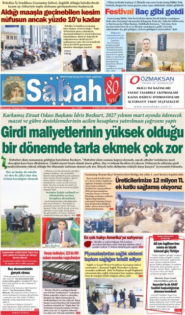 21 Ekim 2026 Gaziantep Sabah Gazetesi