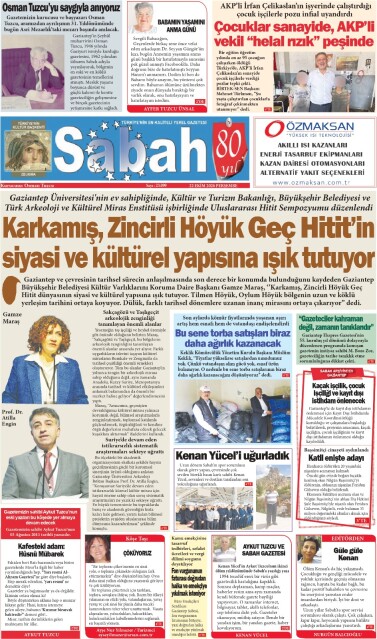 22 Ekim 2026 Gaziantep Sabah Gazetesi