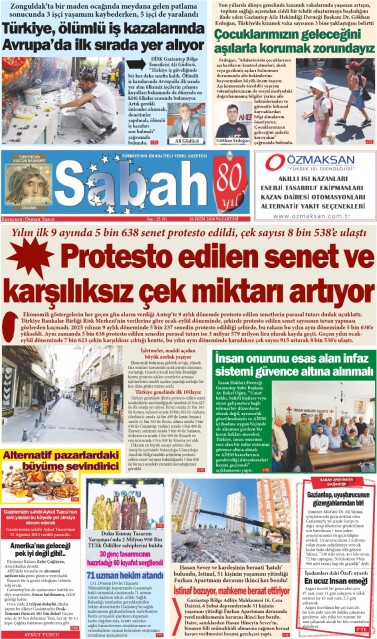 26 Ekim 2026 Gaziantep Sabah Gazetesi