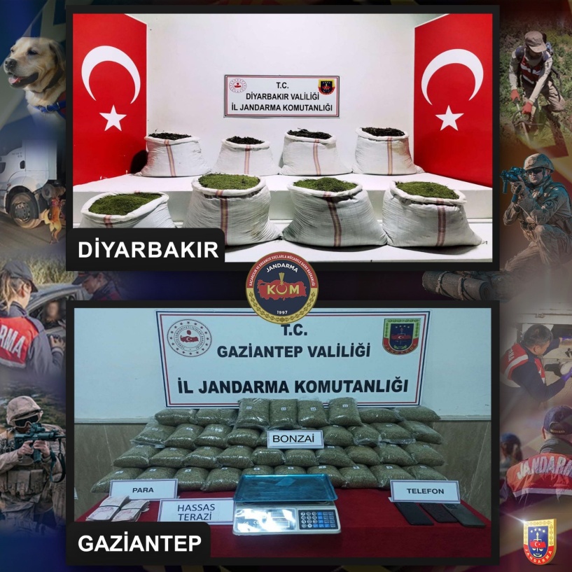 Diyarbakır ve Gaziantep’te 278 kilo uyuşturucu ele geçirildi