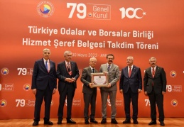 GSO, TOBB’un Hizmet Şeref Belgesi’ni aldı