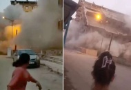 Ağır hasarlı 7 katlı bina, yıkım sırasında çöktü