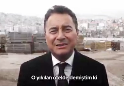 Ali Babacan, bir yıl önce uyardığı otelin enkazının önünden seslendi: “Deprem göz göre göre geldi”