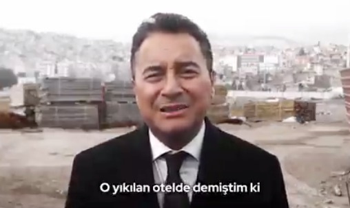 Ali Babacan, bir yıl önce uyardığı otelin enkazının önünden seslendi: “Deprem göz göre göre geldi”