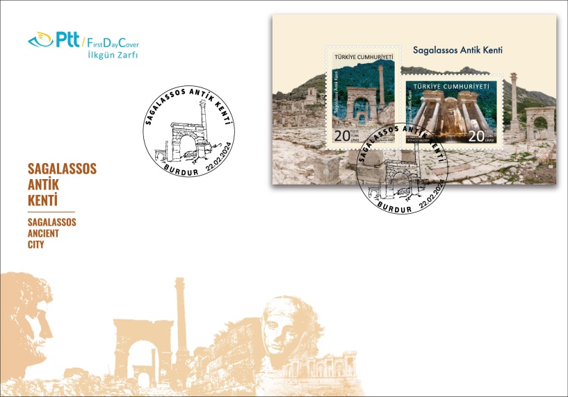 PTT AŞ tarafından "Sagalassos Antik Kenti" konulu anma pulu ve ilkgün zarfı 22 Şubat 2024 tarihinde tedavüle sunuldu.