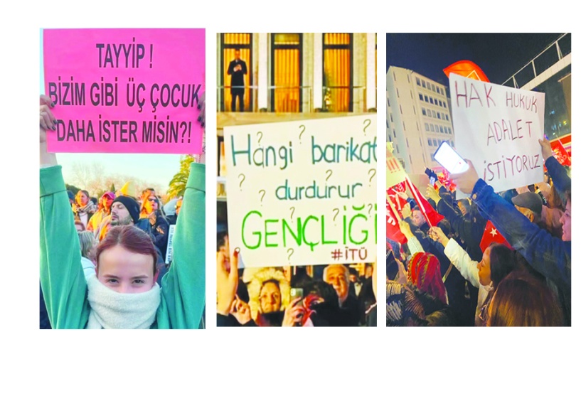 Gençler pankartlarıyla meydanlarda