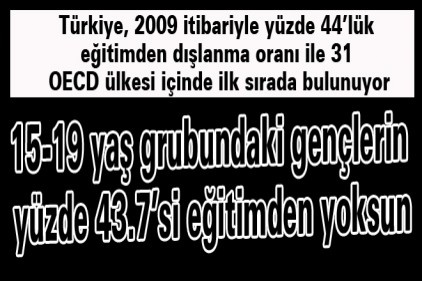 15-19 yaş grubundaki gençlerin yüzde 43.7&#8217;si eğitimden yoksun