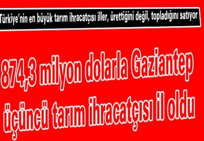 874,3 milyon dolarla Gaziantep üçüncü tarım ihracatçısı il oldu