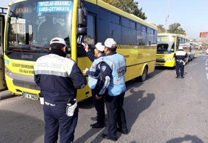215 tolu taşıma aracını zabıta ve polis birlikte denetledi
