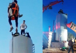 10 metrelik su deposuna girince, içeride mahsur kaldılar