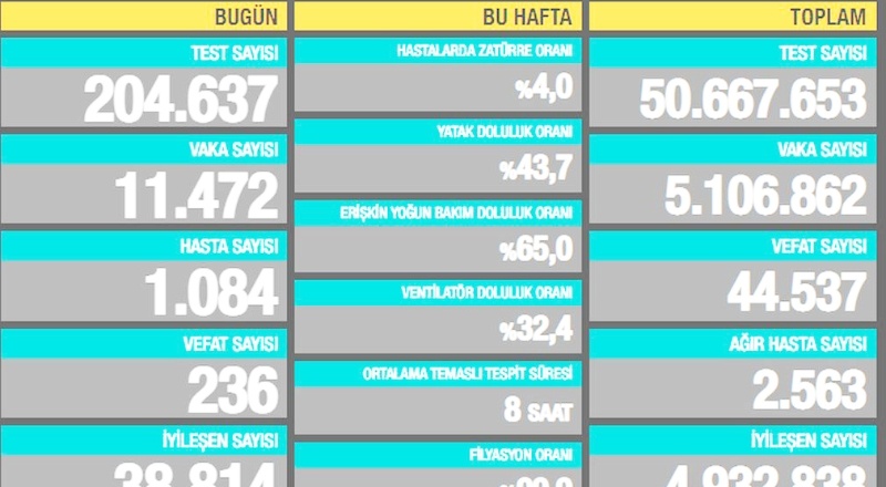 11.472 vaka, 1.084 hasta, 236 ölüm
