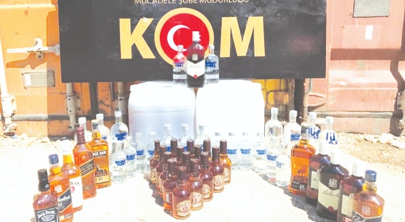 131 şişe sahte alkol ele geçirildi
