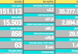 15.503 vaka, 858 hasta, 63 ölüm