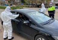 Yavuzeli girişinde ateş ölçerli Korona virüs tedbiri