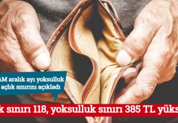 Açlık sınırı 118, yoksulluk sınırı 385 TL yükseldi