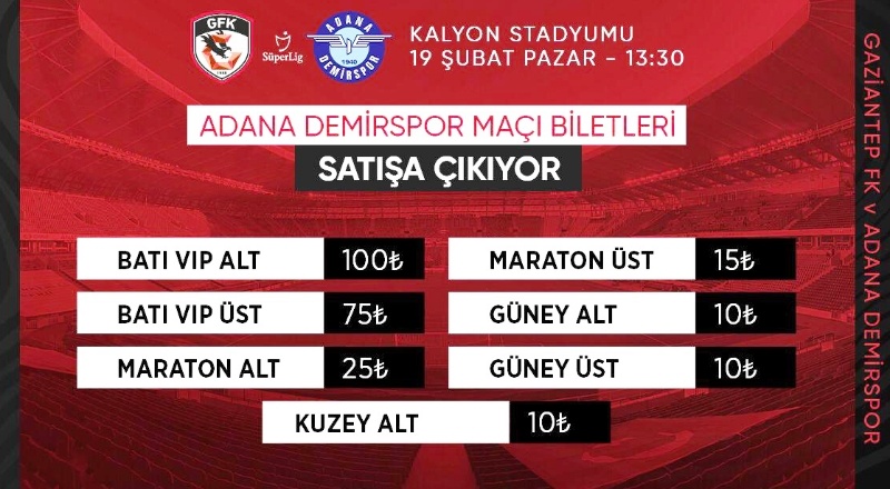 Adana Demirspor maçı biletleri satışa çıktı