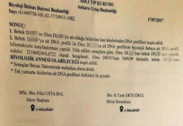 Adli Tıp’ın DNA testindensonra bebek aileye teslim edildi